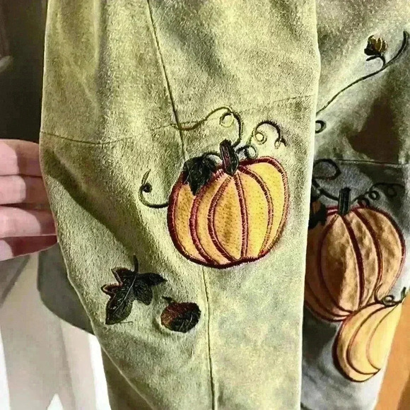 Vintage Quacker Factory Harvest Zip Halloween Pumpkin Leather Jacket Womens 1X - Picture 13 of 15